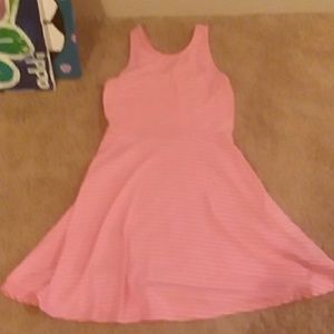 Girls pink dress with white strips size M